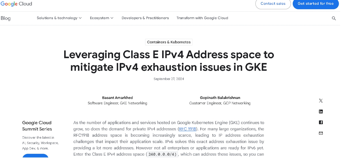 GKE 中的 IP 地址短缺問題？來看看如何利用 Class E IPv4 地址空間解決