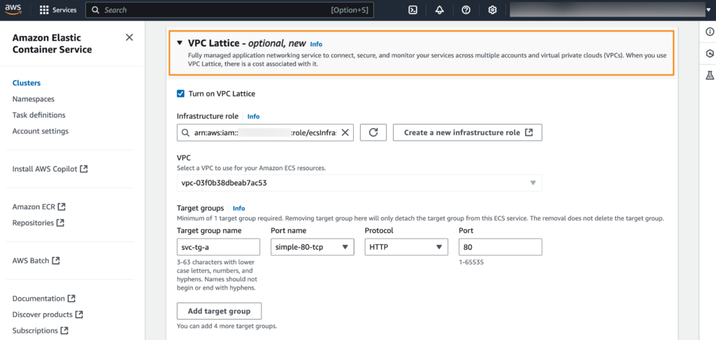 Amazon ECS 與 VPC Lattice 的整合簡化了容器化應用的網路配置